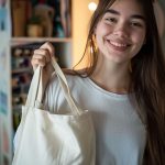 Girl with her Tote bag, smiling