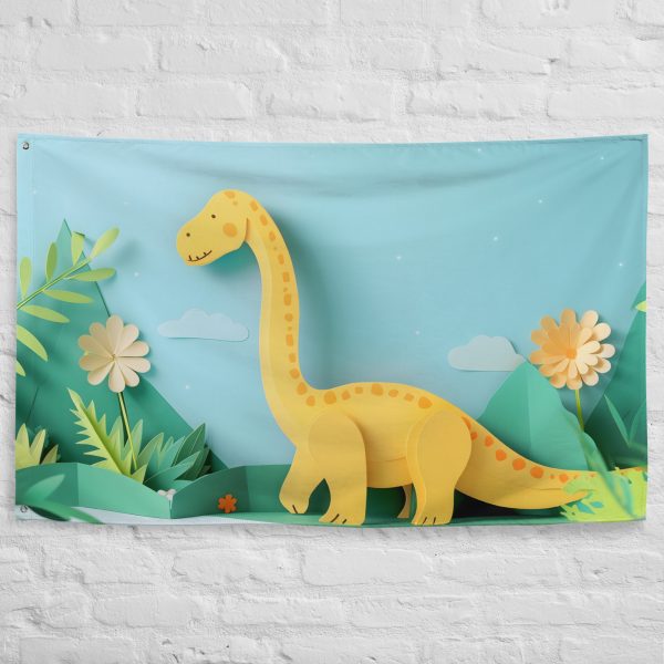 Playful Paper Brontosaurus - Flag