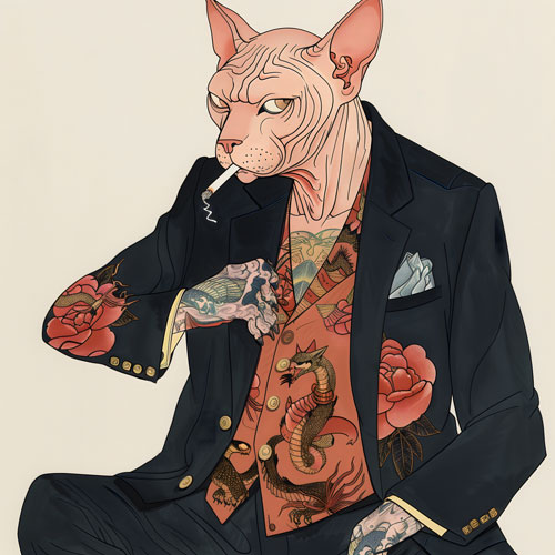 Hairless Boss: Yakuza Cat