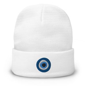 White Evil Eye Beanie