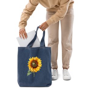 The Sunflower’s Sunseeker Spirit - Organic denim tote bag