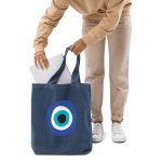 Unveiling the Ancient Evil Eye - Organic denim tote bag