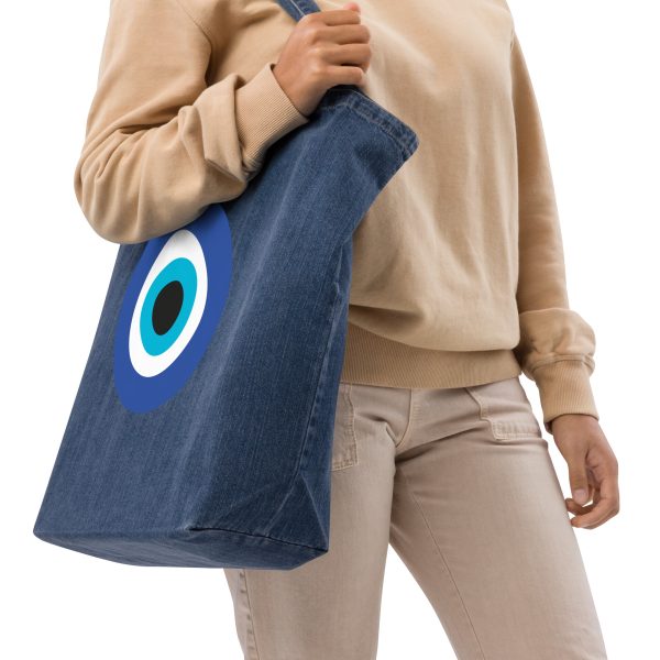 Unveiling the Ancient Evil Eye - Organic denim tote bag