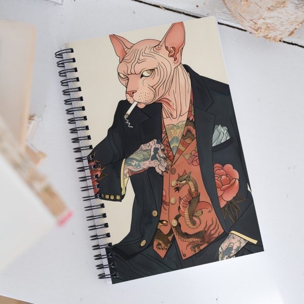 Hairless Boss: Yakuza Cat - Spiral notebook