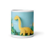 Playful Paper Brontosaurus - White glossy mug