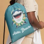 Tropical Shark: Aloha, Beaches! - Drawstring bag