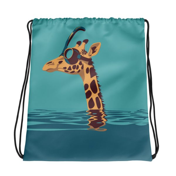 Giraffes and Goggles: Who Needs a Snorkel Anyway? - Drawstring bag