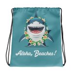 Tropical Shark: Aloha, Beaches! - Drawstring bag