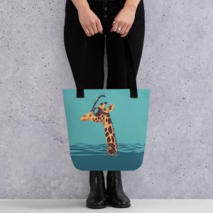 Giraffes and Goggles: Who Needs a Snorkel Anyway? - Tote bag