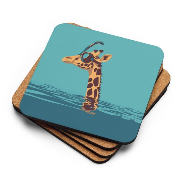 Giraffes and Goggles: Who Needs a Snorkel Anyway? - Cork-back coaster