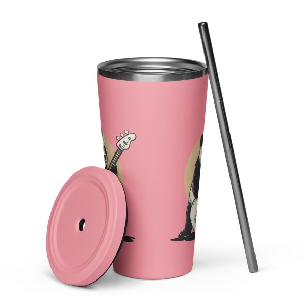 Low Frequency Panda - Insulated tumbler with a straw