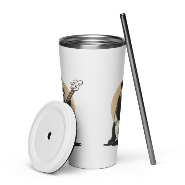 Low Frequency Panda - Insulated tumbler with a straw