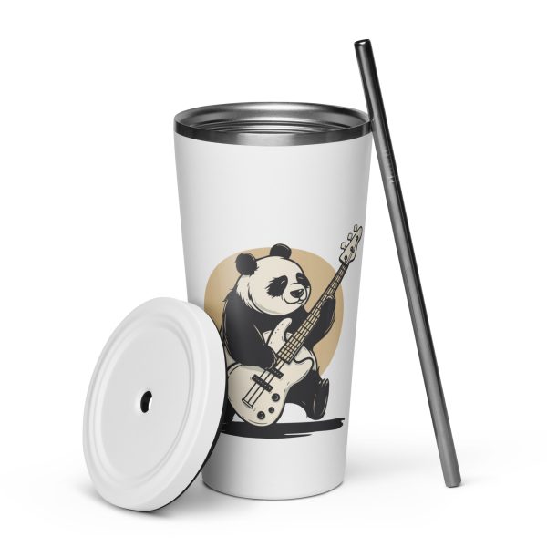 Low Frequency Panda - Insulated tumbler with a straw