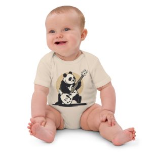 Low Frequency Panda - Organic cotton baby bodysuit