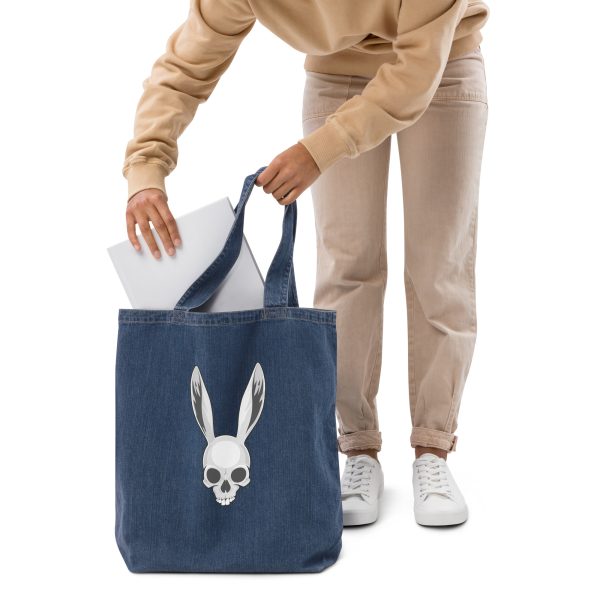 The Easter Bunny Skull - Organic denim tote bag