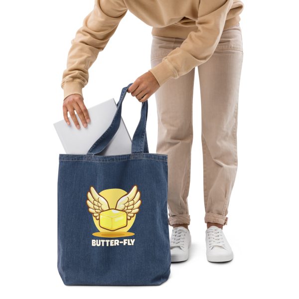 Butter-fly - Organic denim tote bag