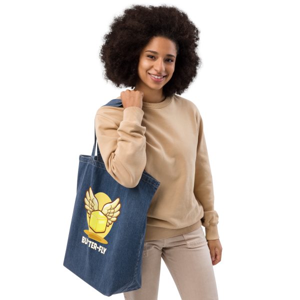 Butter-fly - Organic denim tote bag