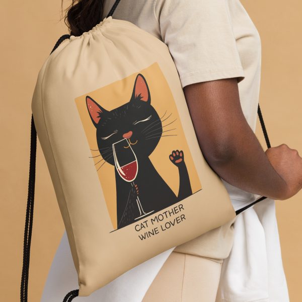 Cat Mother - Wine Lover - Drawstring bag