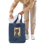 Cat Mother - Wine Lover - Organic denim tote bag