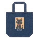 Cat Mother - Wine Lover - Organic denim tote bag