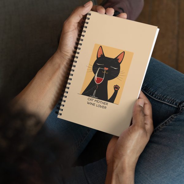 Cat Mother - Wine Lover - Spiral notebook