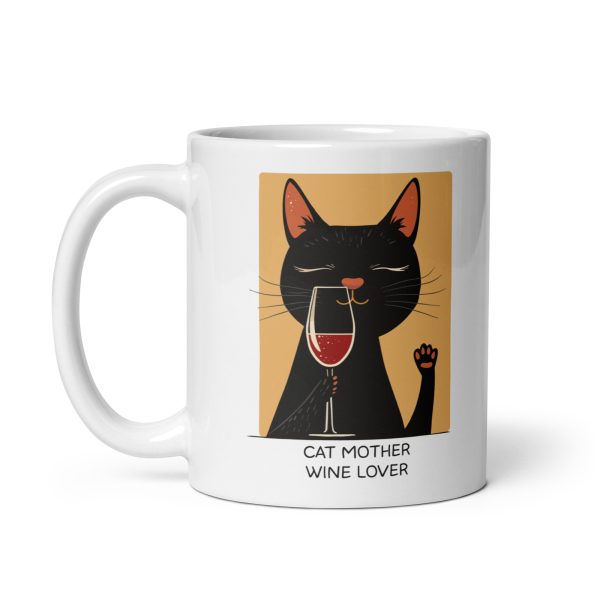 Cat Mother - Wine Lover - White glossy mug