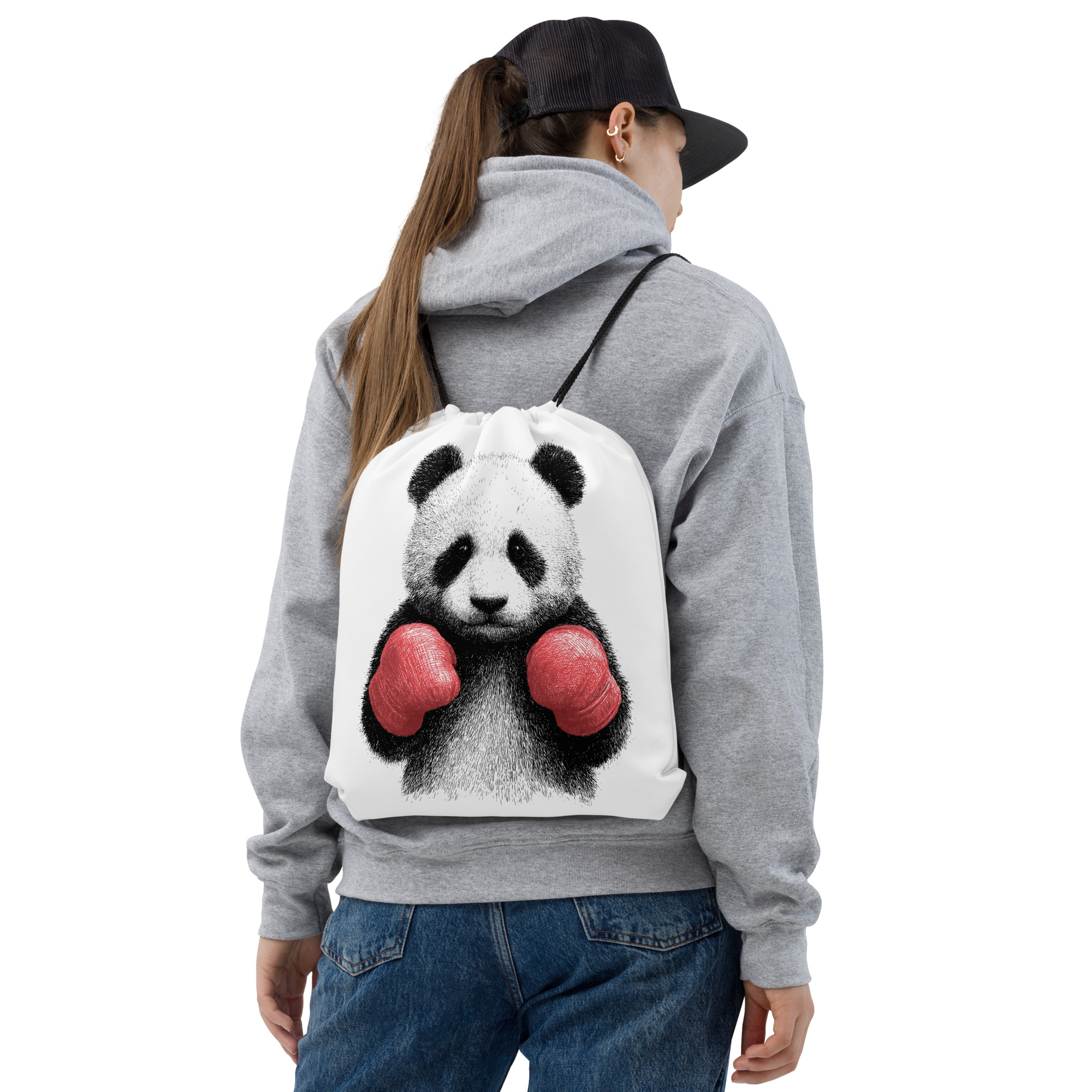 all-over-print-drawstring-bag-white-front-6811fb91e0af8.jpg Boxing Panda - Drawstring bag