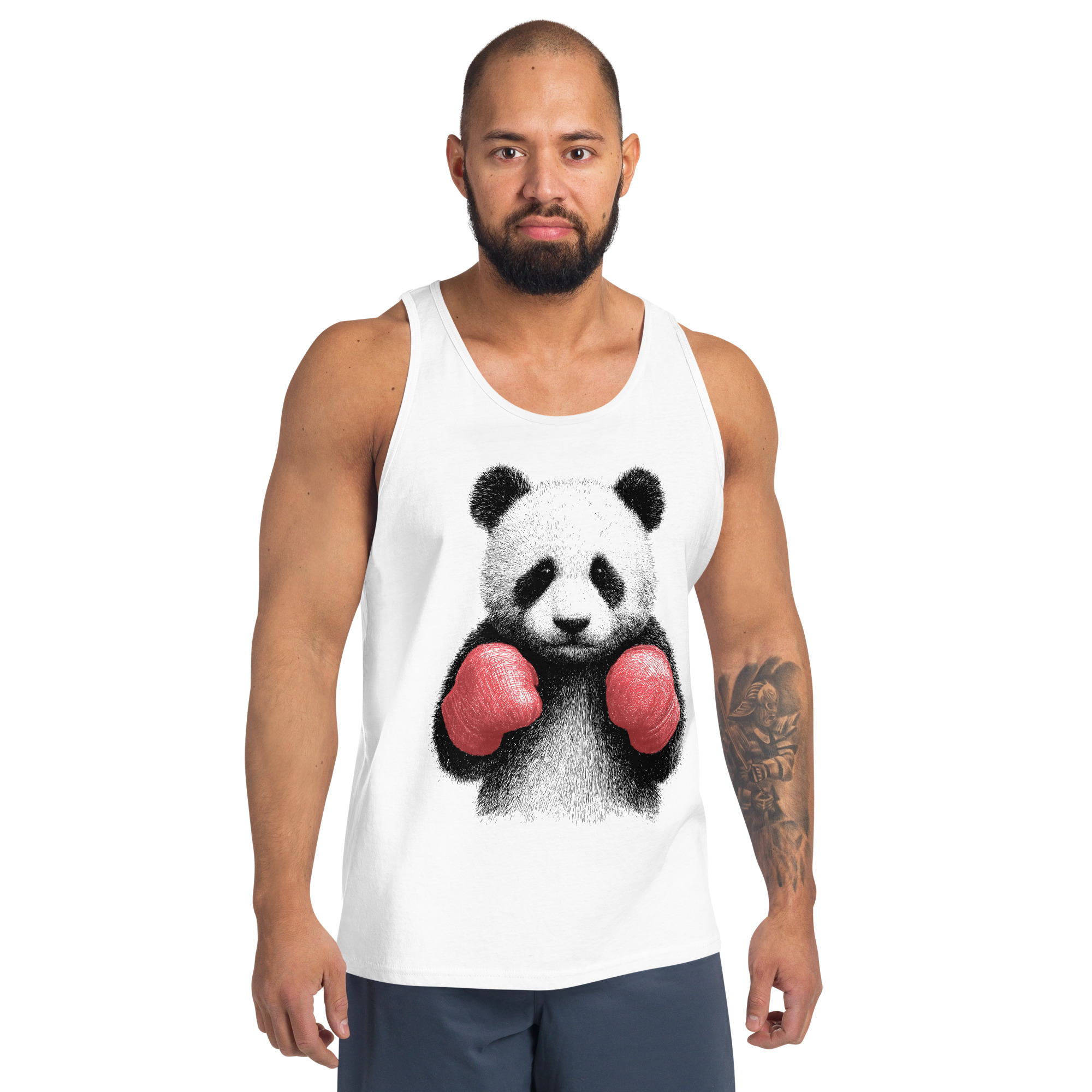 mens-staple-tank-top-white-front-6811fa071b1dd.jpg Boxing Panda - Men's Tank Top